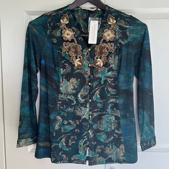 Soft Surroundings tunic Sequin and golden button Starry Night 6/8. NWTS. - Picture 3 of 13